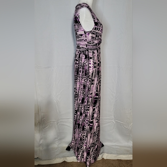 Ellen Tracy Women's Purple Cap Sleeve Sheath Maxi Dress Size Medium- EUC - Picture 6 of 10